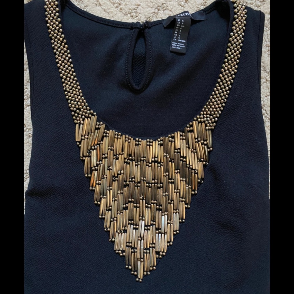 Forever21 dress black w/gold accessories size S - Picture 3 of 6